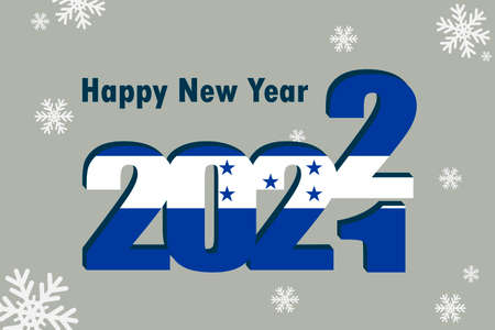 New year's card 2022. Demonstrates an element of the flag of Honduras, a festive inscription and snowflakes. It can be used as a banner flyer, postcard, website, or national greeting.のイラスト素材