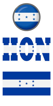 Icons of the Honduran flag on a white background. Vector image: flag of Honduras button and abbreviation. You can use it to create a website, print brochures, booklets, leaflets, and travel guidesのイラスト素材