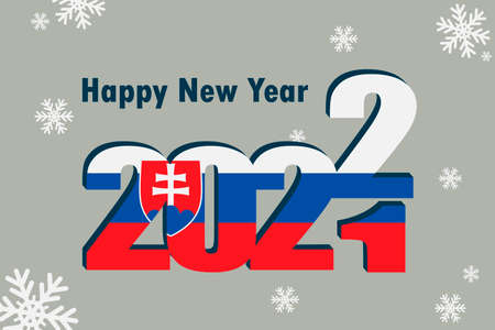 New year's card 2022. It shows an element of the flag of Slovakia, a festive inscription and snowflakes. It can be used as a promotional poster, postcard, website, or national greeting.のイラスト素材