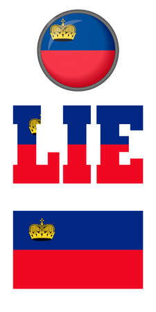 Liechtenstein flag icons on a white background. Vector image: flag of Liechtenstein, the button and the abbreviation. You can use it to create a website, print brochures, booklets, flyers.のイラスト素材
