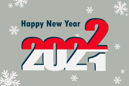 New year's card 2022. Pictured: an element of the flag of Monaco, a festive inscription and snowflakes. it can be used as a promotional poster, postcard, flyer, invitation or website.のイラスト素材