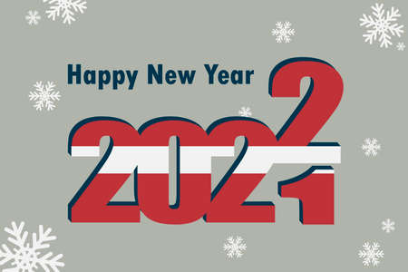 New year's card 2022. Demonstrates an element of the flag of Latvia, festive inscription and snowflakes. It can be used as a banner flyer, postcard, website, or national greeting.のイラスト素材