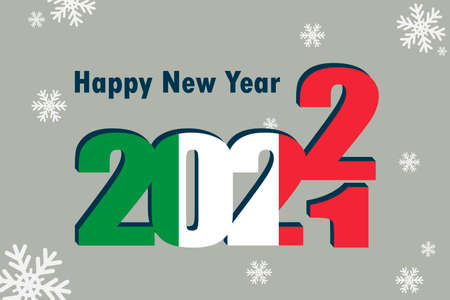 New year's card 2022. An element of the Italian flag, a festive inscription and snowflakes are depicted. It can be used as a promotional poster, postcard, website, or national greeting.のイラスト素材