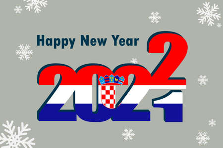 New year's card 2022. Depicted: element of the Croatian flag, festive inscription and snowflakes. It can be used as an advertising poster, postcard, flyer, invitation or website.のイラスト素材