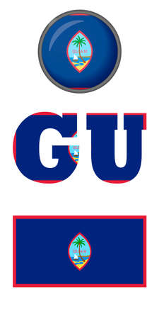 GUAM flag Icons on a white background. Vector image: flag of GUAM, the button and the abbreviation. You can use it to create a website, print brochures, booklets, and flyers.のイラスト素材