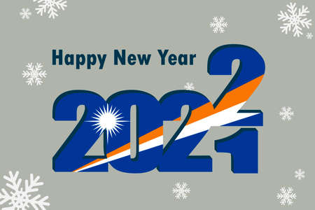 New Year's card 2022. In the photo: an element of the Marshall Islands flag, a festive inscription and snowflakes. It can be used as a promotional poster, postcard, flyer, invitation or website.のイラスト素材