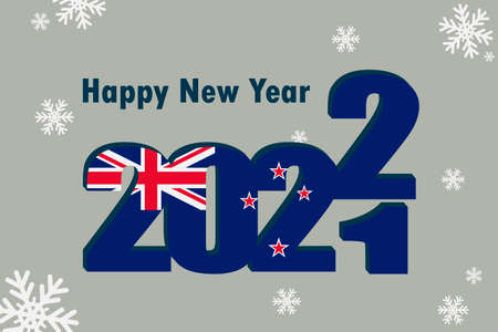 New Year's card 2022. In the photo: an element of the New Zealand flag, a festive inscription and snowflakes. It can be used as a promotional poster, postcard, flyer, invitation or website.のイラスト素材