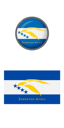 Johnston Atoll flag icons on a white background. Vector image: flag and button of Johnston Atoll. You can use it to create a website, print brochures, booklets, flyers, and travel guides.のイラスト素材