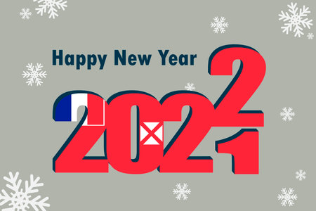 New Year's card 2022. It depicts an element of the Wallis and Futuna flag, a festive inscription and snowflakes. It can be used as an advertising poster, postcard, website or national greeting card.のイラスト素材