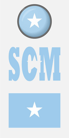 Set of icons of the flag of Somalia on a white background. Vector image: flag of Somalia, the button and the abbreviation. You can use it to create a website, print brochures or a guide book.のイラスト素材