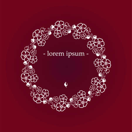 Flower pattern on a dark background. Vector image of flowers, buds and leaves. You can use it to print business cards, postcards, price tags, booklets, and invitations. Isolated and editable.のイラスト素材