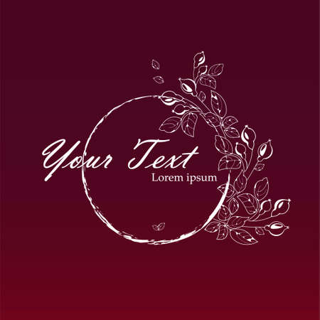 Flower pattern on a dark background. Vector image of flowers, buds and leaves. You can use it to print business cards, postcards, price tags, booklets, and invitations. Isolated and editable.のイラスト素材