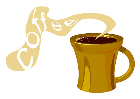 golden cup of hot coffeeのイラスト素材
