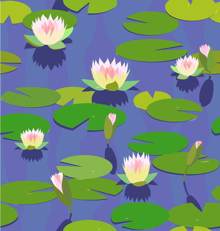 water lily seamless backgroundのイラスト素材