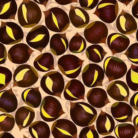 vector seamless roasted cooked chestnut background patternのイラスト素材