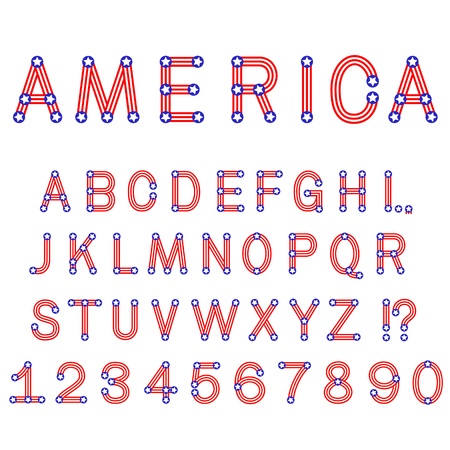 vector USA symbol alphabet letters font isolatedのイラスト素材