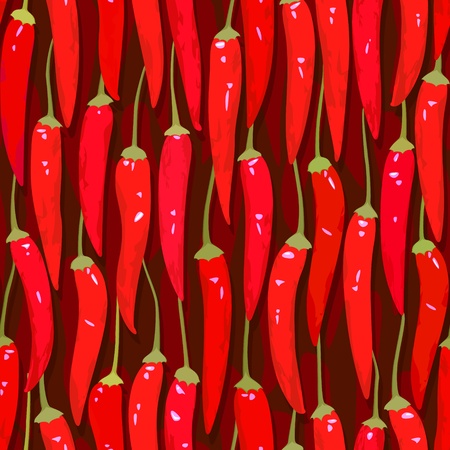 vector red cayenne chili pepper seamless backgroundのイラスト素材