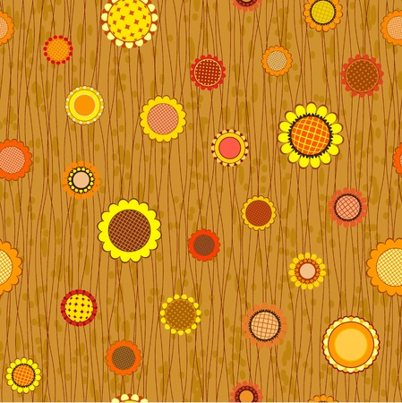abstract warm color flowers seamless background patternのイラスト素材