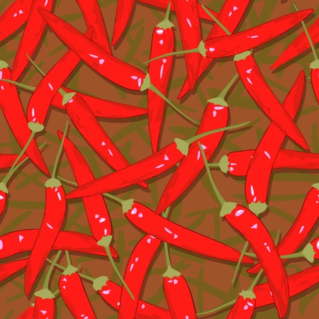 vector red cayenne chili pepper seamless backgroundのイラスト素材