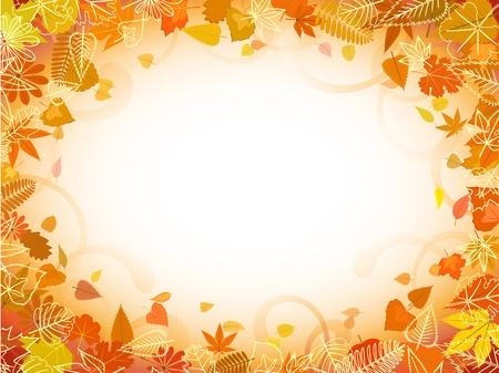 Autumn leaf frame with space for text patternのイラスト素材