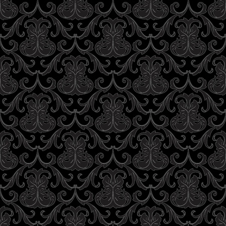 seamless black floral abstract wallpaper pattern backgroundのイラスト素材