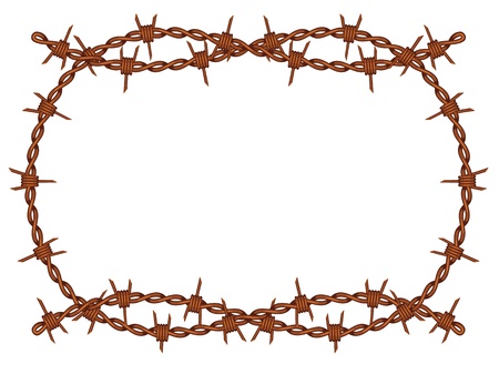 old rusty barbed wire frame pattern isolatedのイラスト素材