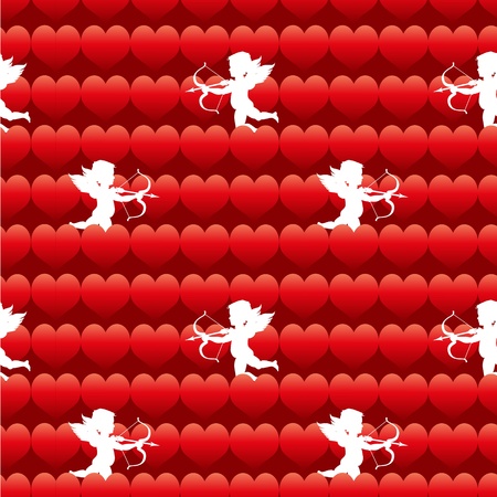 vector cupid with heart seamless background patternのイラスト素材