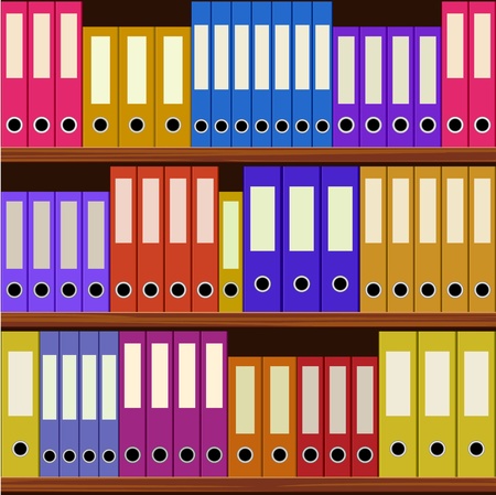 seamless shelfs with many coloured folders backgroundのイラスト素材