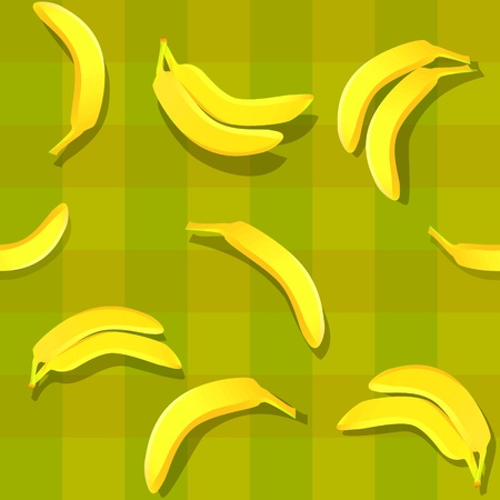 banana on tablecloth seamless background patternのイラスト素材