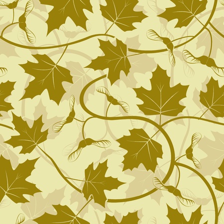 maple leaf acorn silhouette seamless backgroundのイラスト素材