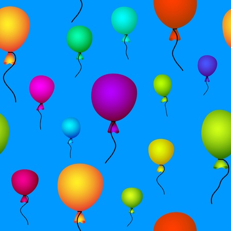 coloured balloons flying in blue sky seamless backgroundのイラスト素材