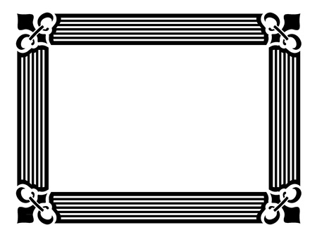 black wide frame royal lily in cornerのイラスト素材