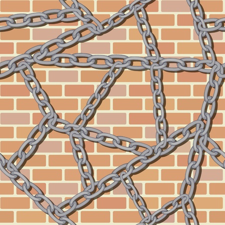 Chain on brick wall seamless background patternのイラスト素材