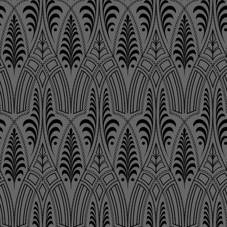 seamless black floral abstract wallpaper pattern backgroundのイラスト素材