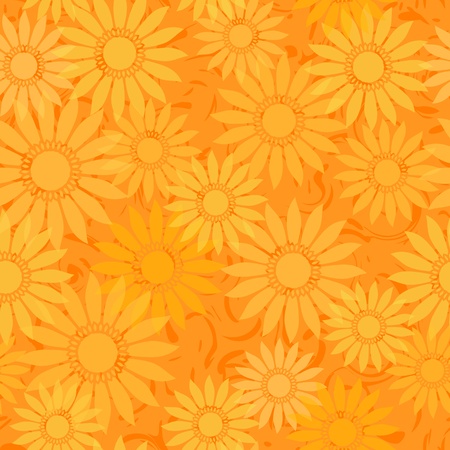 vector seamless sunflowers orange abstract pattern backgroundのイラスト素材