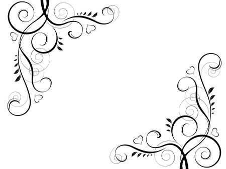 abstract floral black ornamental decorative element frame isolatedのイラスト素材