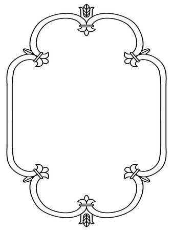 Russian style black ornamental decorative frame pattern isolatedのイラスト素材