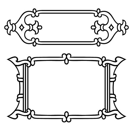 Russian style black ornamental decorative frame pattern isolated setのイラスト素材