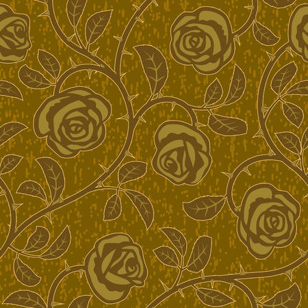 Vector abstract gold rose flowers seamless repeat backgroundのイラスト素材