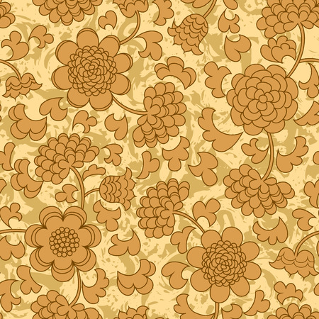 abstract beige flourish floral swirl seamless background patternのイラスト素材