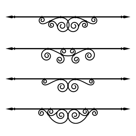 Vector set of decorative elements, border and page rules frameのイラスト素材