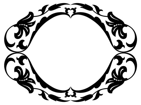 Vector oval baroque black ornamental decorative frameのイラスト素材