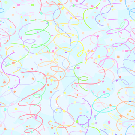 seamless confetti ribbon swirl holiday background patternのイラスト素材