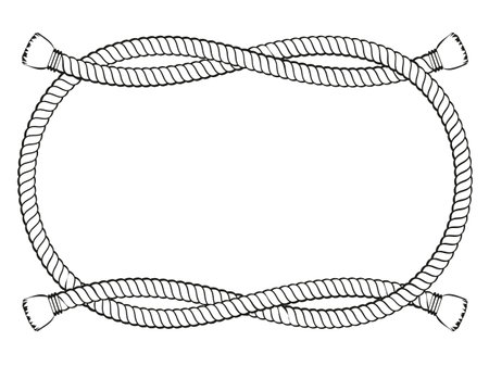 rope knot frame black and white isolatedのイラスト素材