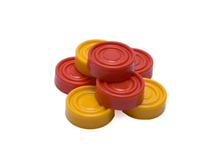 plastic checkers in waiting for beginning of battleの写真素材