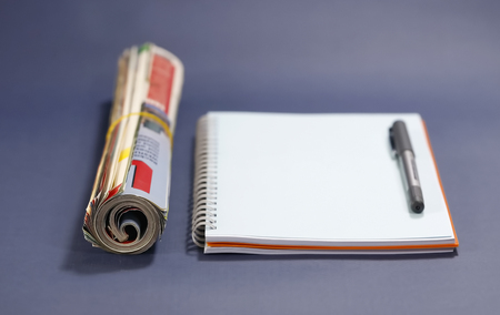 book and notebook in black backgroundの写真素材