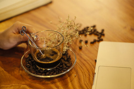 Coffee concept for design and advertisement: Coffee cup, coffee beans, coffee breakのeditorial素材