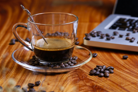 Coffee concept for design and advertisement: Coffee cup, coffee beans, coffee breakのeditorial素材