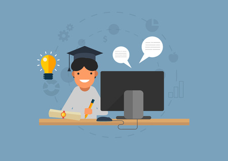 Education flat iconのイラスト素材