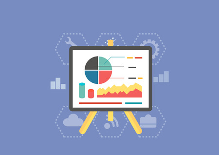 Illustration, icon, flat icon, flat design, flat, business, smart phone, mobile phone, corporate, company, graph, cog, setのイラスト素材